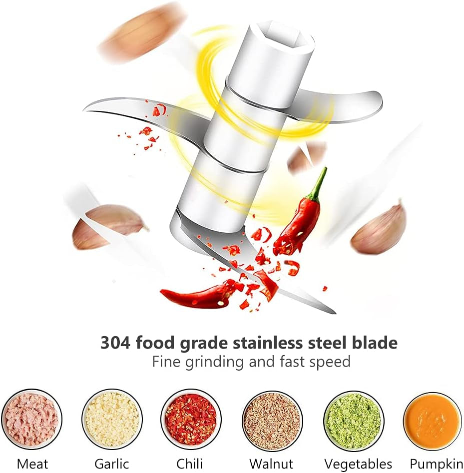 Mini Garlic Chopper,  Electric Food Processor, Garlic Mincer Portable Processor for Chop Onion Ginger Vegetable Pepper Spice Meat, Baby Food, Easy Clean, Waterproof, BPA Free (250Ml)